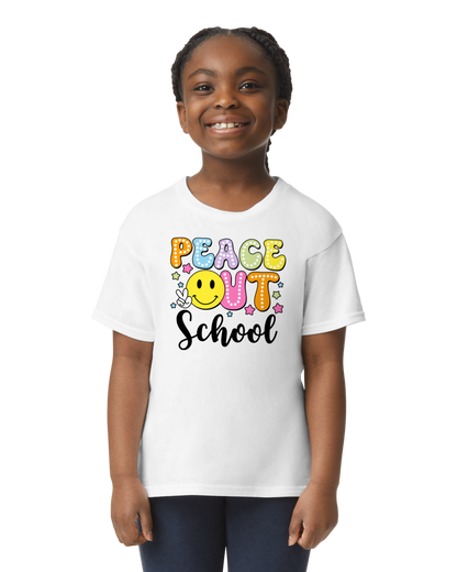 Peace Out (add school/grade)  - unisex adult, juniors, or youth sizes - Customizable