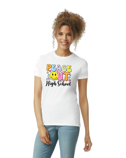 Peace Out (add school/grade)  - unisex adult, juniors, or youth sizes - Customizable