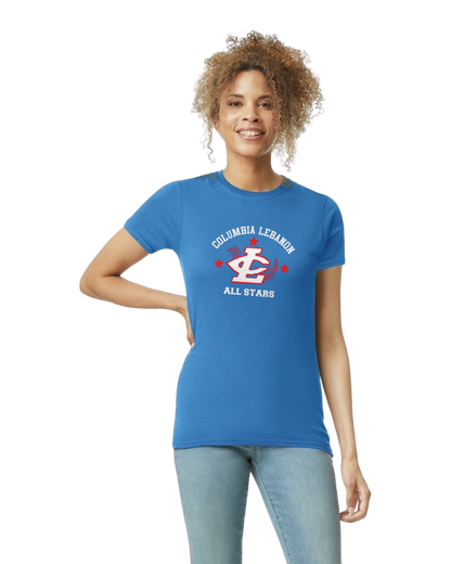 CLLL All Star Tees 4.5oz Softstyle 100% preshrunk cotton Gildan - Youth, Adult and Women's Cut (add back)