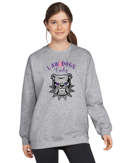 Law Dogs Lady Pink Ribbon Gildan Crew Neck Adult.  Multiple Colors - Customizable