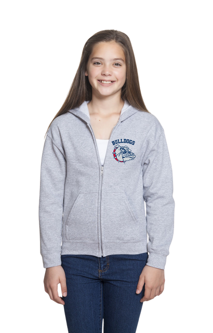 Helen Baldwin MS Bulldogs Zip Up Hooded Sweatshirt Youth to Adult sizes