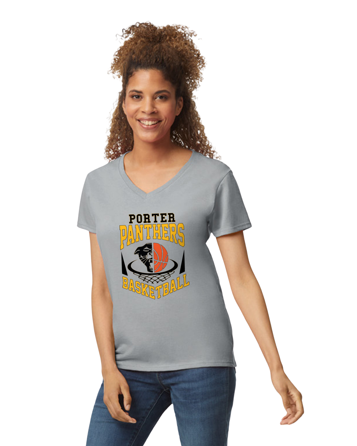 Porter Basketball Panther Womens Vneck Tshirt - Customize yours Now!