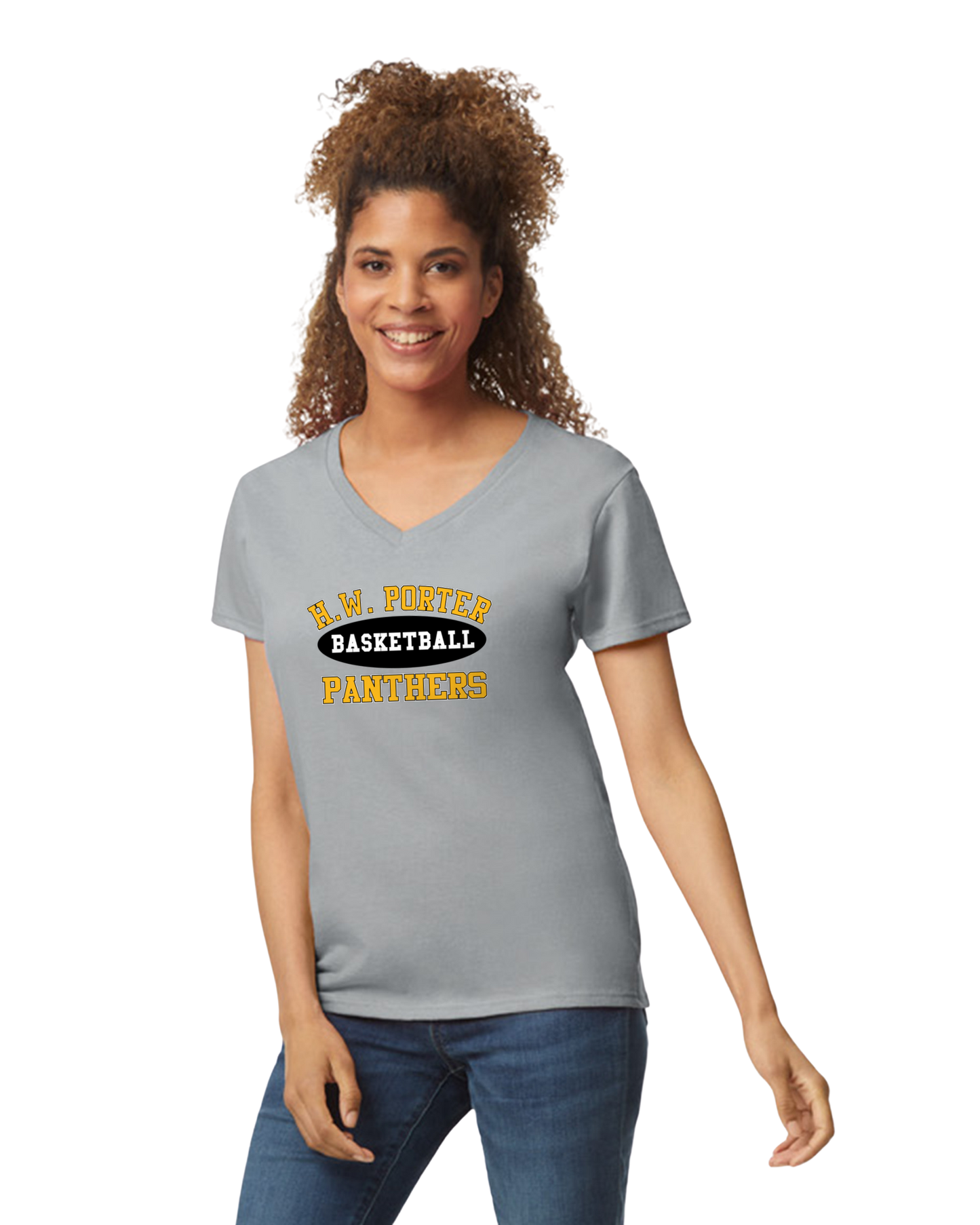 Porter Basketball Athletic Womens Vneck Tshirt - Customize yours Now!