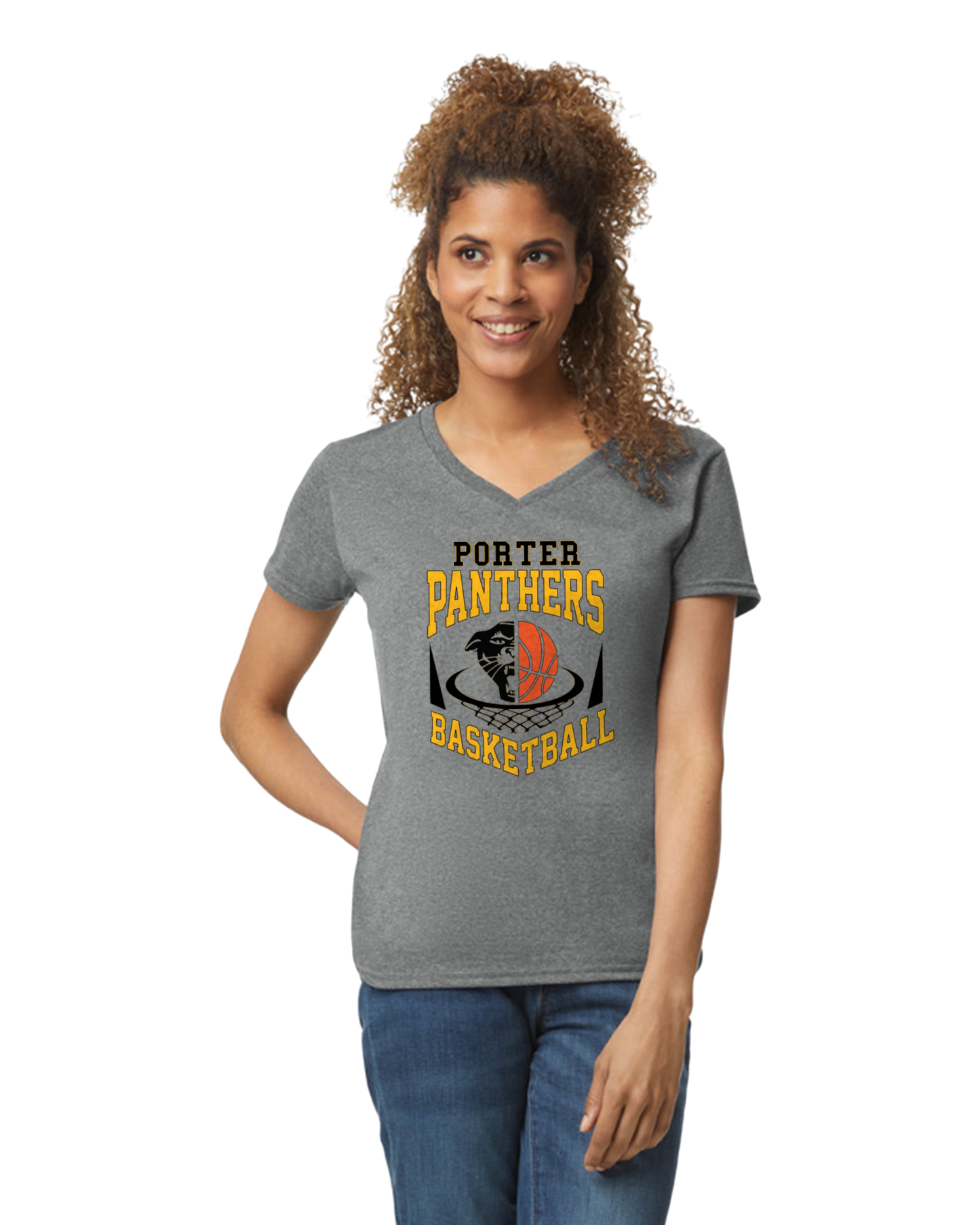 Porter Basketball Panther Womens Vneck Tshirt - Customize yours Now!