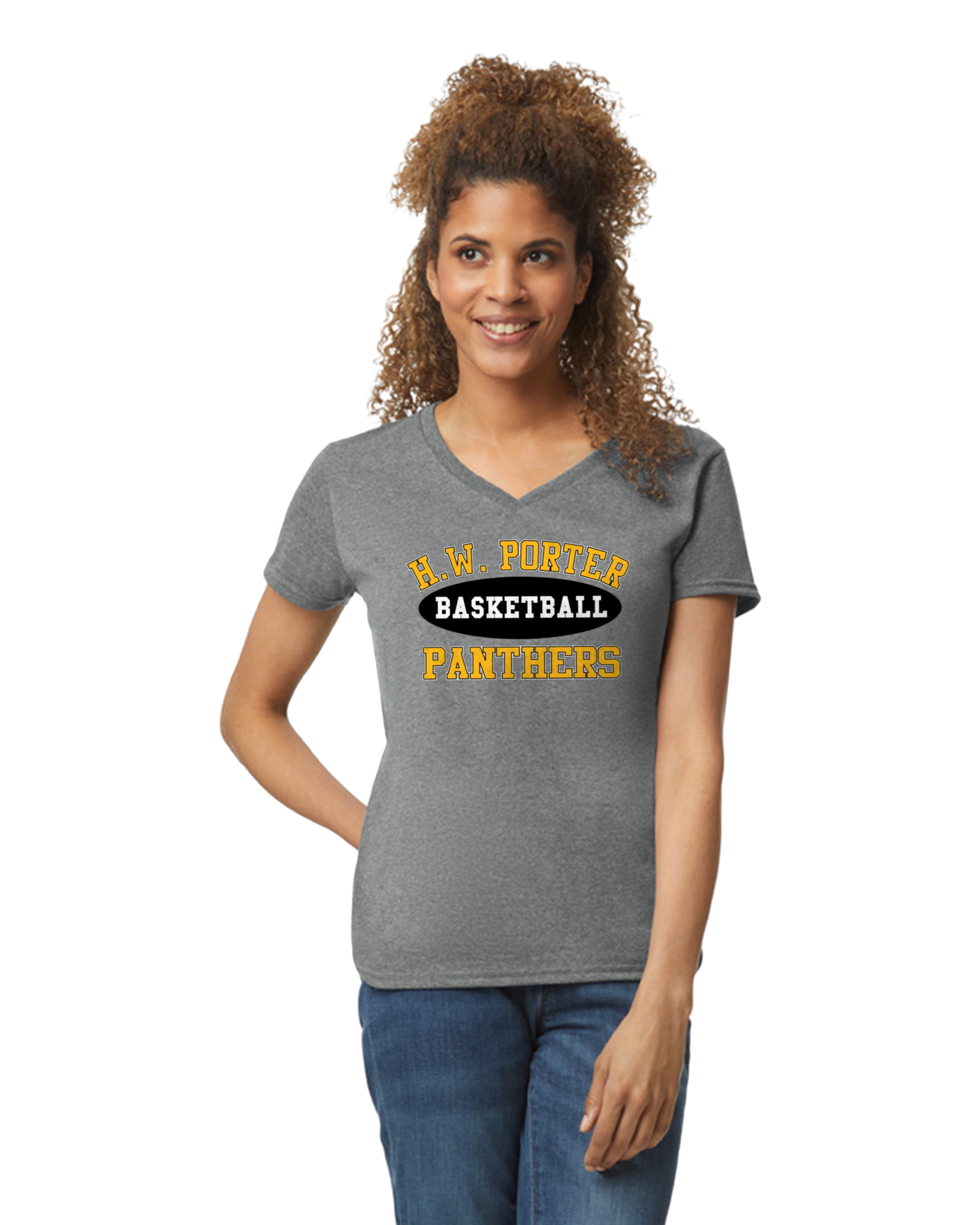 Porter Basketball Athletic Womens Vneck Tshirt - Customize yours Now!