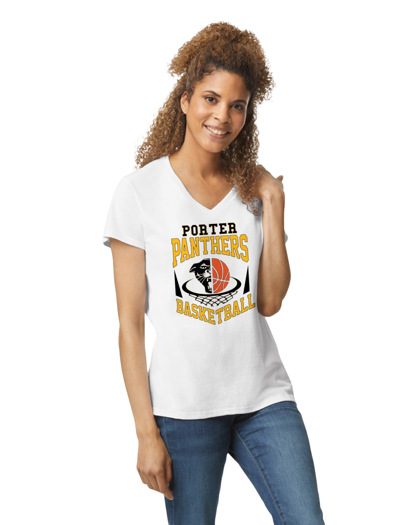 Porter Basketball Panther Womens Vneck Tshirt - Customize yours Now!