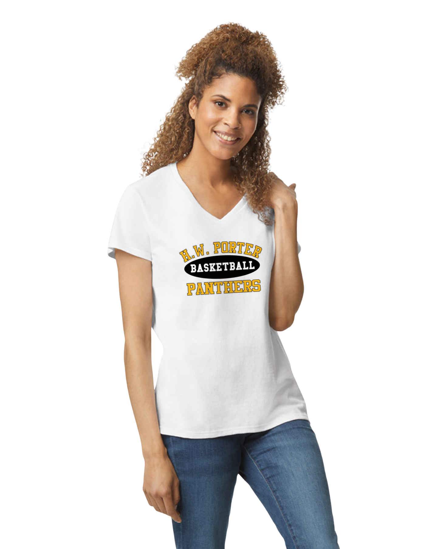 Porter Basketball Athletic Womens Vneck Tshirt - Customize yours Now!