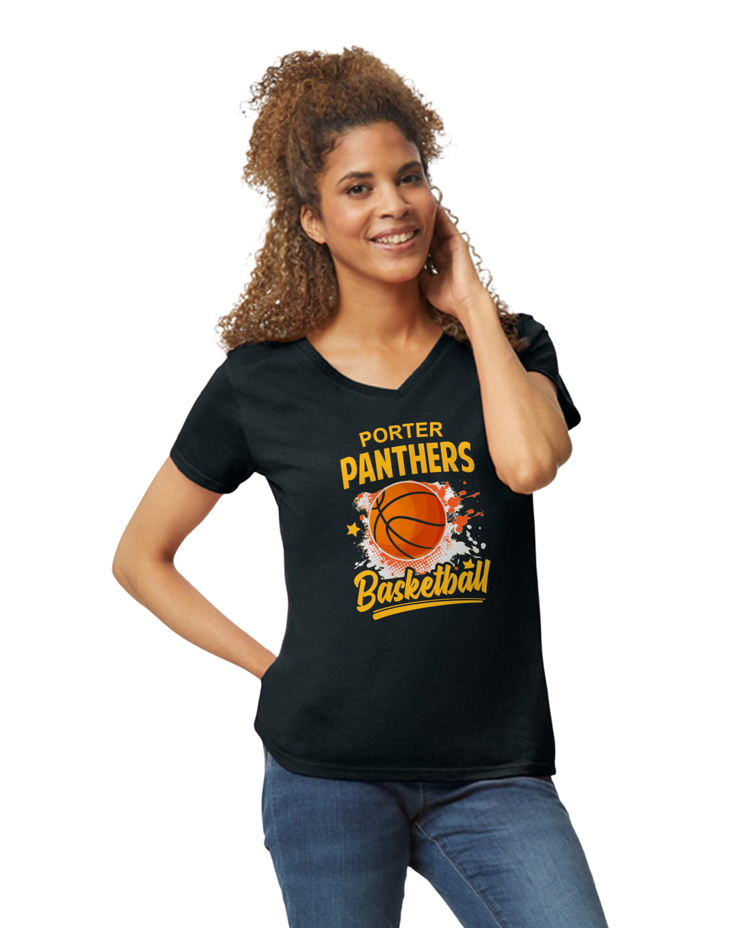 Porter Basketball Graphic Womens Vneck Tshirt - Customize yours Now!