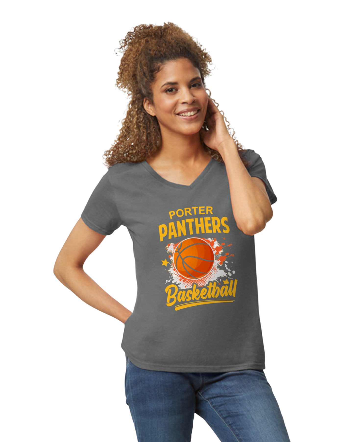 Porter Basketball Graphic Womens Vneck Tshirt - Customize yours Now!