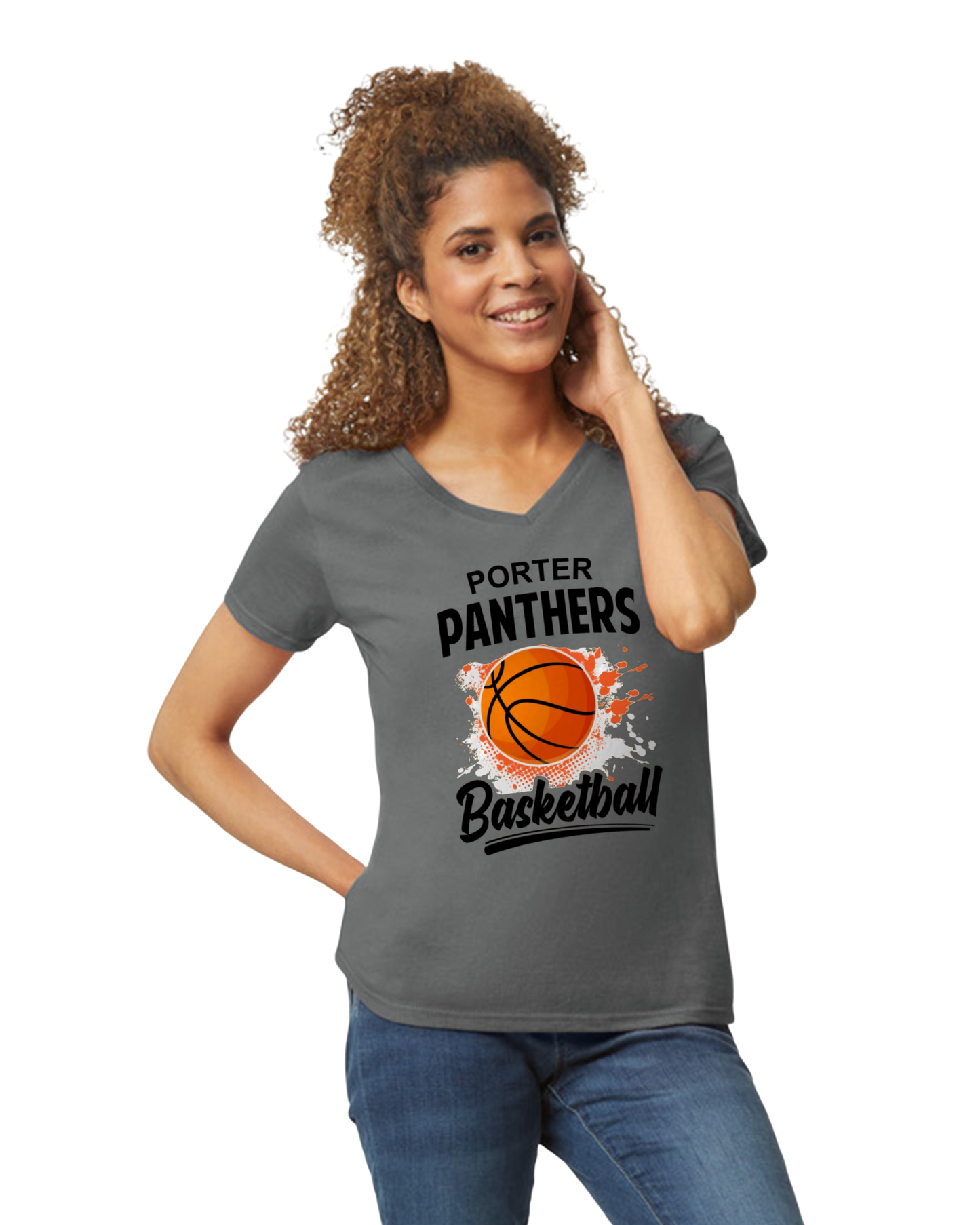 Porter Basketball Graphic Womens Vneck Tshirt - Customize yours Now!