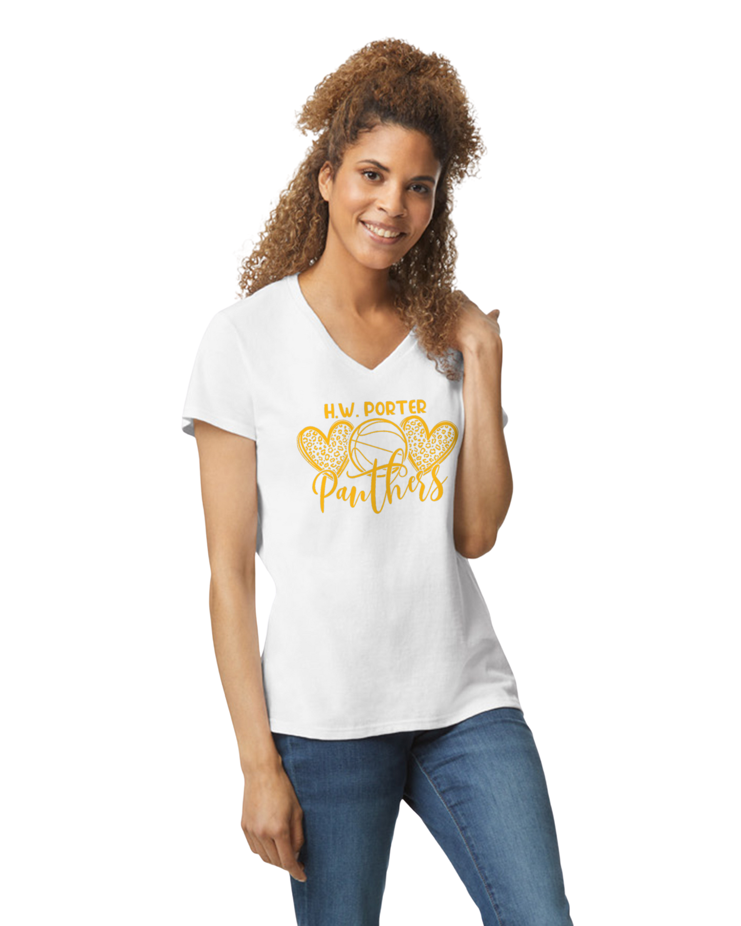 Porter Basketball Heart Womens Vneck Tshirt - Customize yours Now!