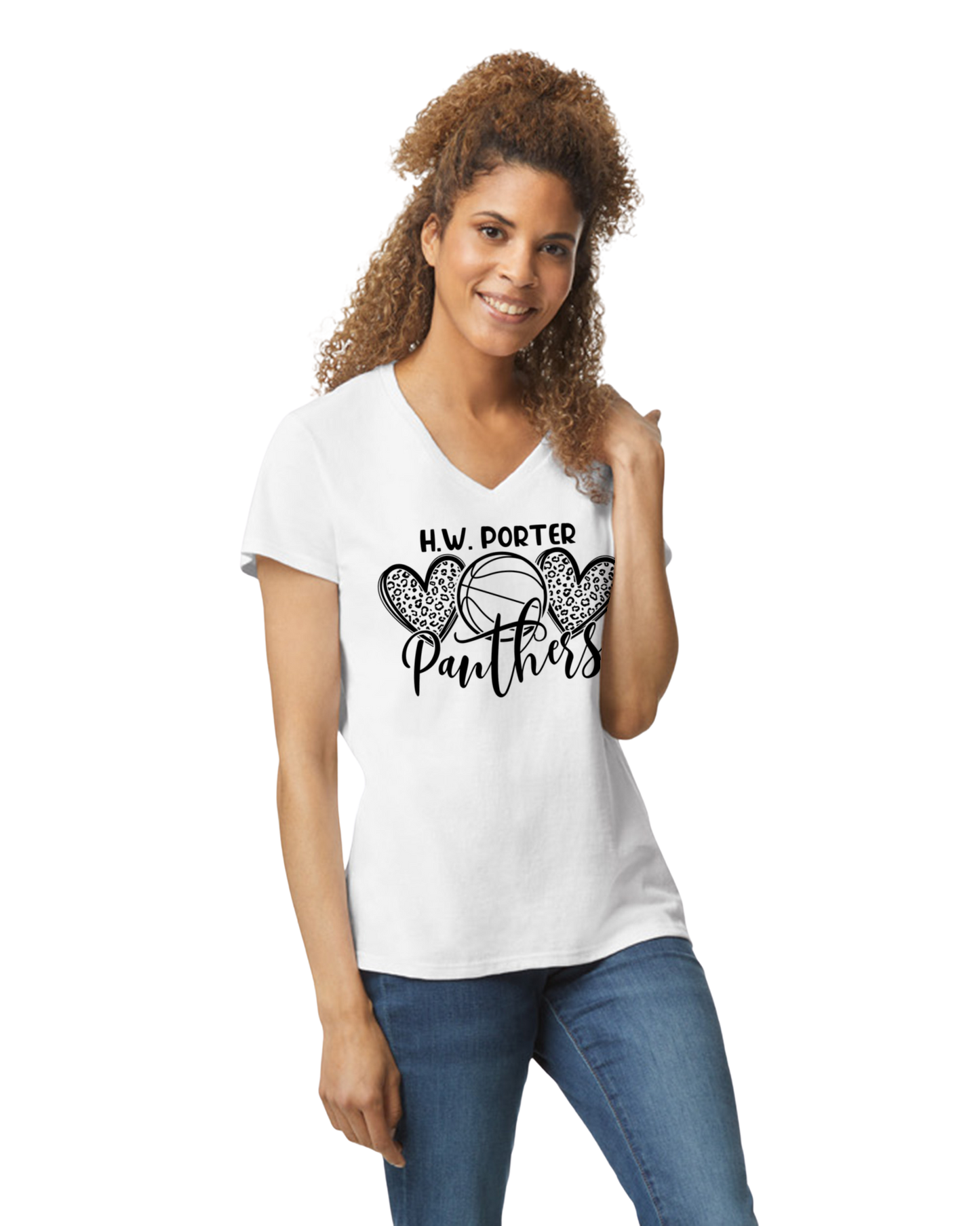 Porter Basketball Heart Womens Vneck Tshirt - Customize yours Now!