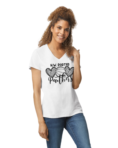 Porter Basketball Heart Womens Vneck Tshirt - Customize yours Now!