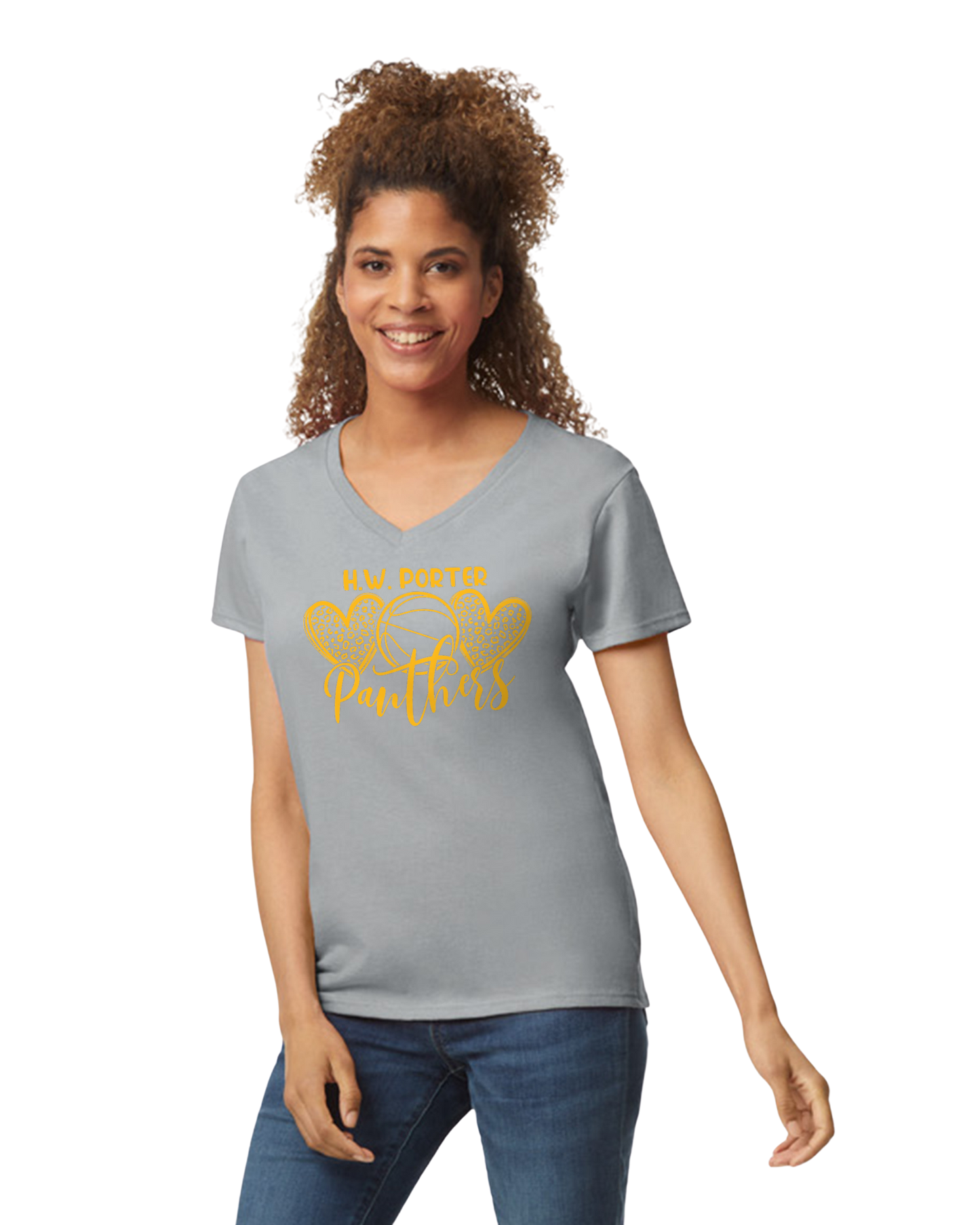 Porter Basketball Heart Womens Vneck Tshirt - Customize yours Now!