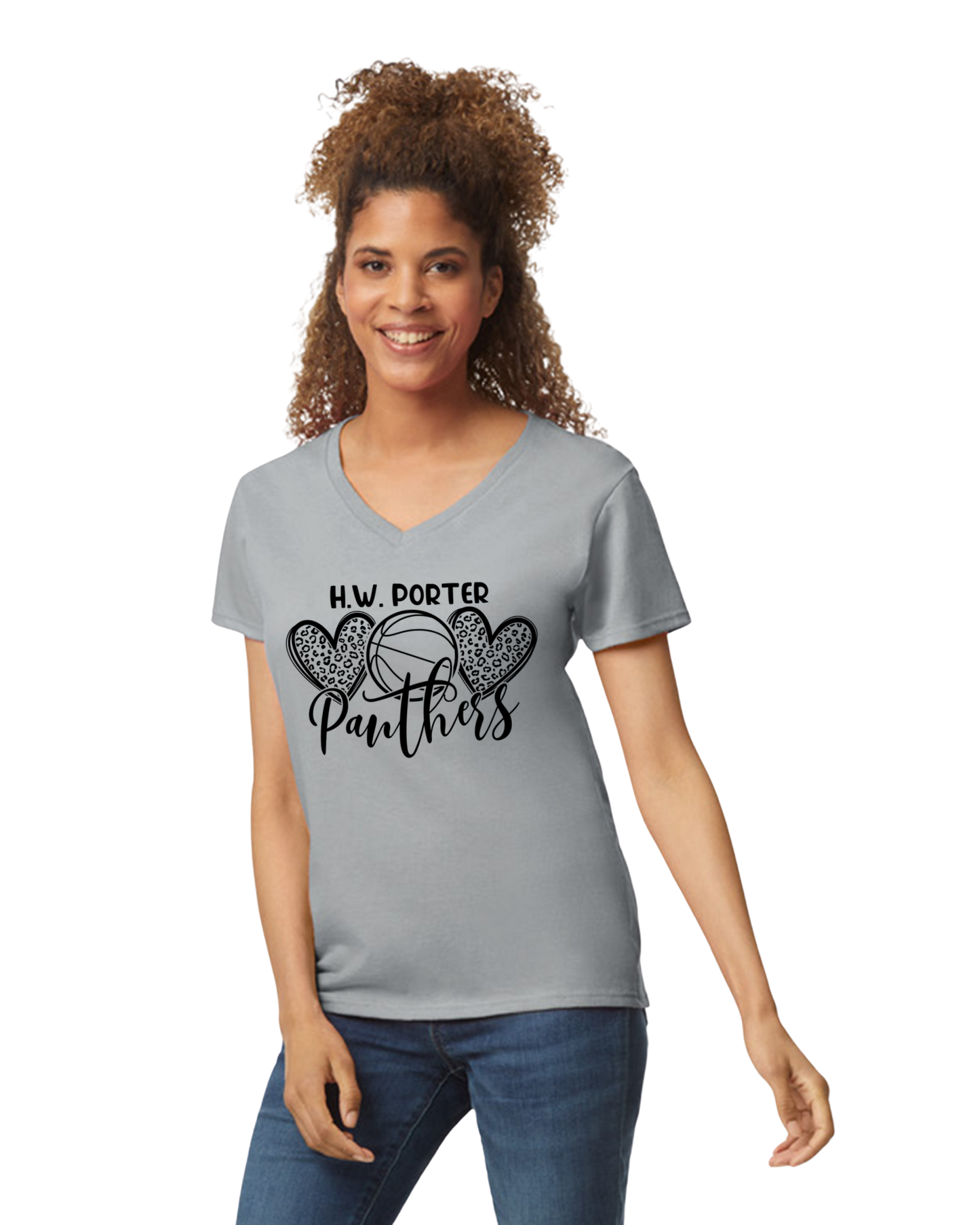 Porter Basketball Heart Womens Vneck Tshirt - Customize yours Now!