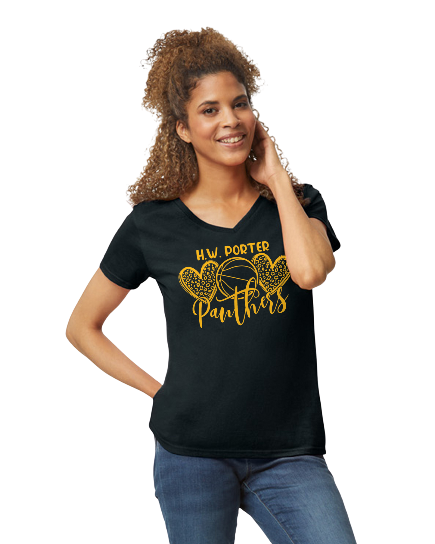 Porter Basketball Heart Womens Vneck Tshirt - Customize yours Now!