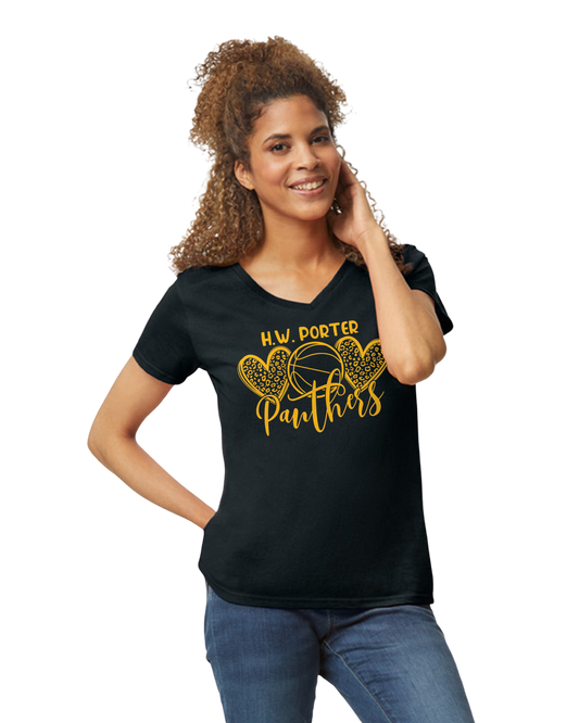 Porter Basketball Heart Womens Vneck Tshirt - Customize yours Now!