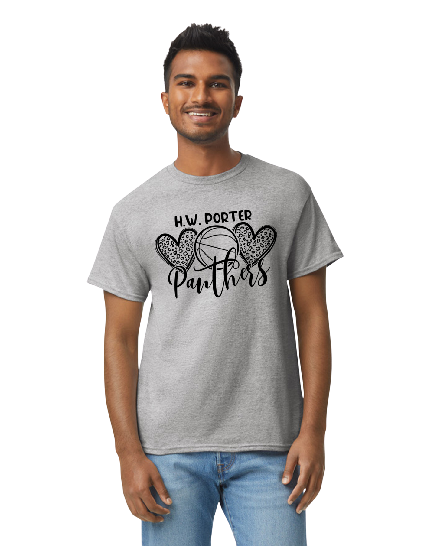 Porter Basketball Heart Youth to Adult Size Tshirt - Customize yours Now!