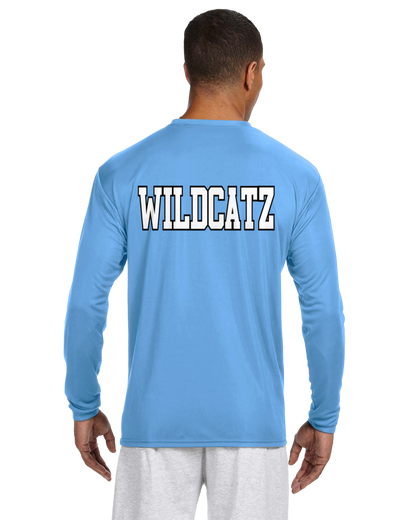 Wildcatz A4 LONG sleeve Wicking Sport Tshirt  YOUTH to ADULT sizes _ CUSTOMIZE yours now!