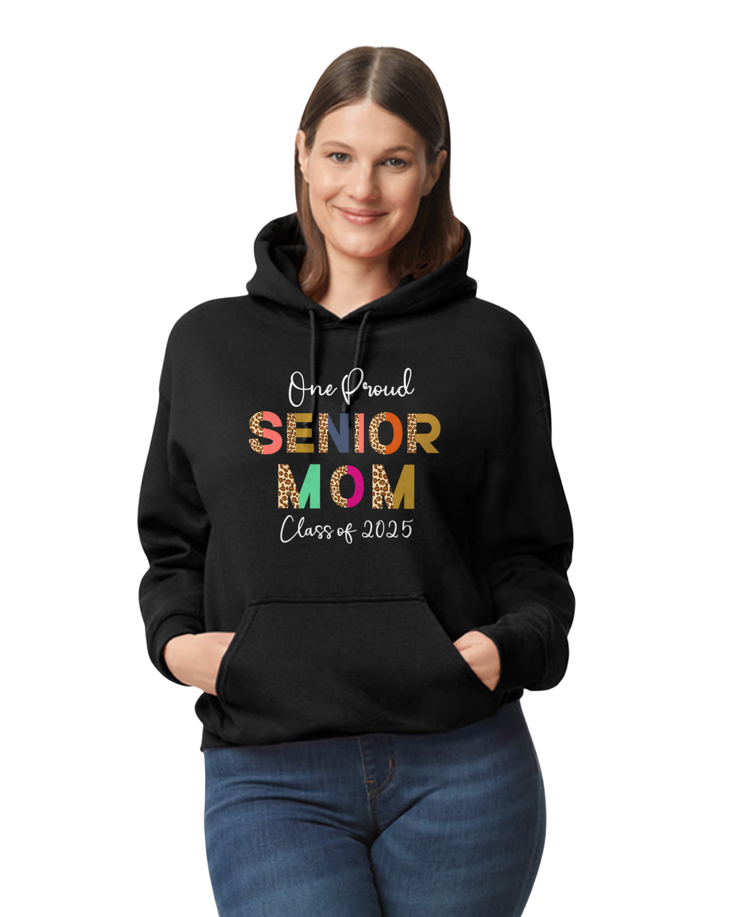 Senior Mom Animal Print Design Hooded Pullover