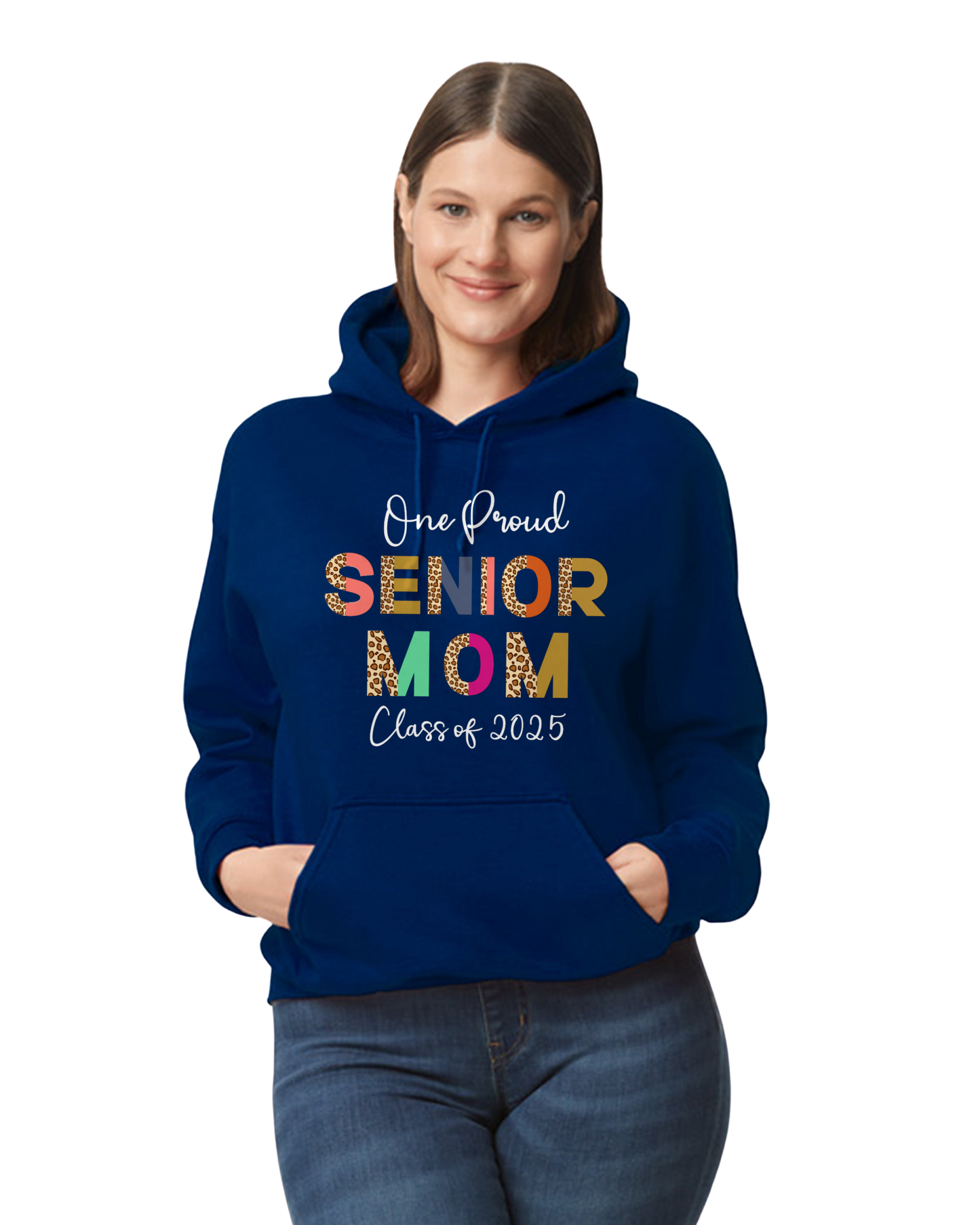 Senior Mom Animal Print Design Hooded Pullover