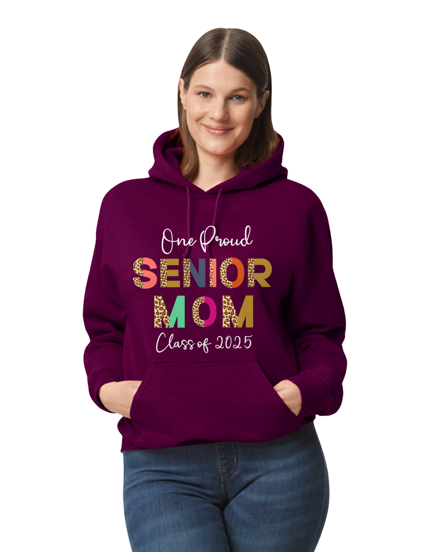 Senior Mom Animal Print Design Hooded Pullover