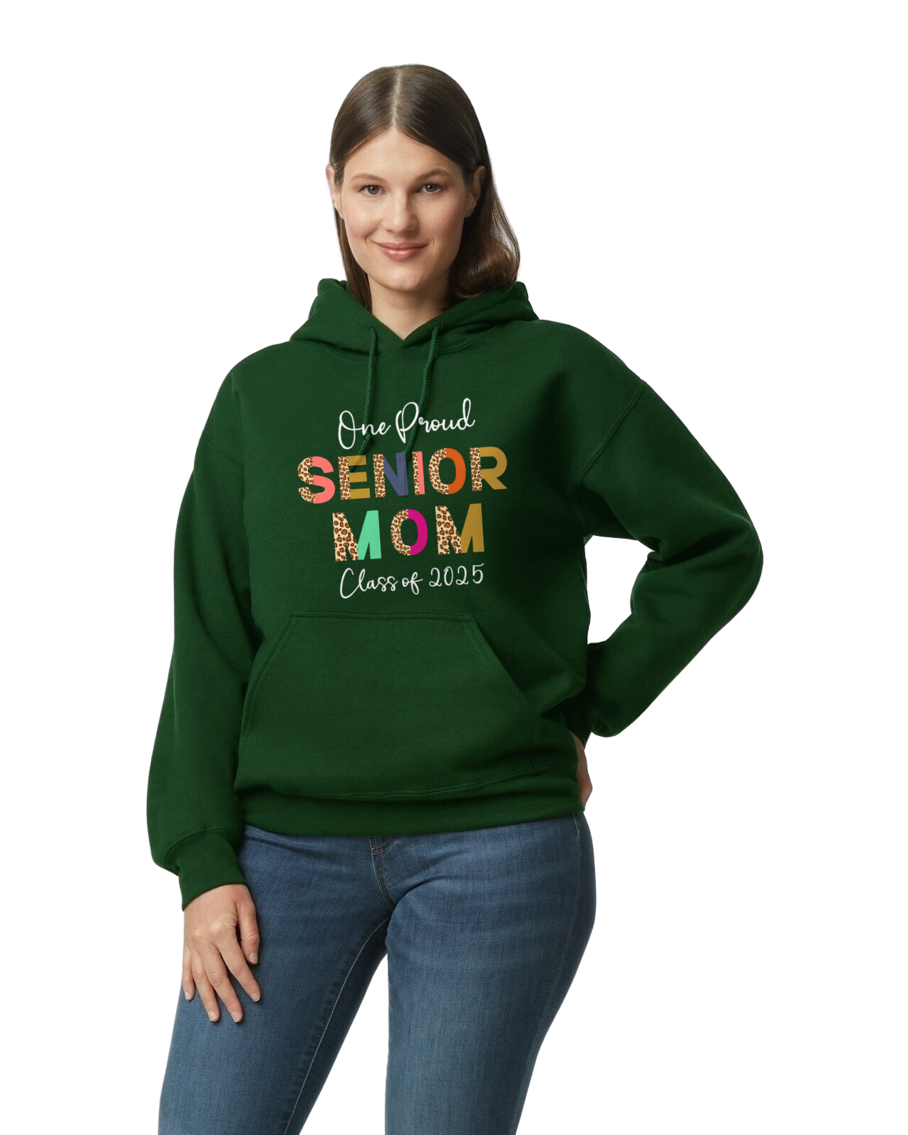 Senior Mom Animal Print Design Hooded Pullover