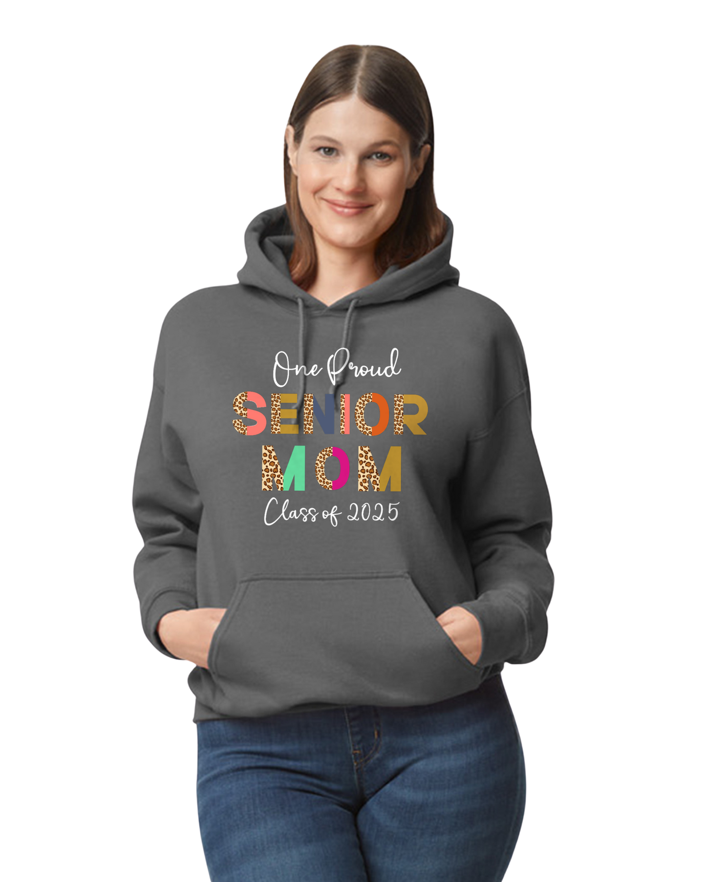 Senior Mom Animal Print Design Hooded Pullover