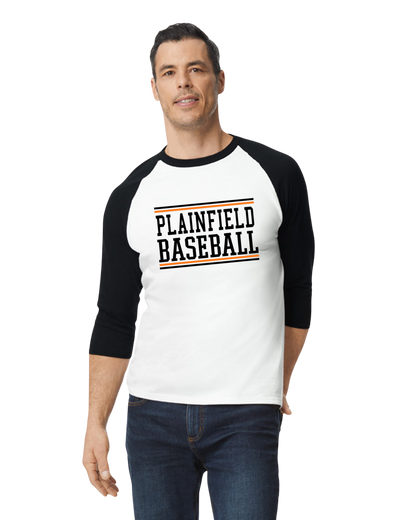 Plainfield Baseball 3/4 tee - Customize yours now!