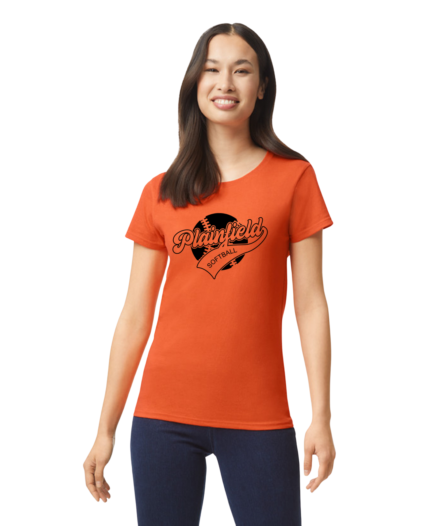 Plainfield Softball Ball Outline Tshirt WOMENS sizes - Customize yours now!