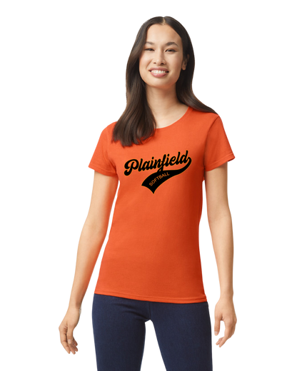 Plainfield Softball Cursive (no ball) Tshirt WOMENS sizes - Customize yours now!