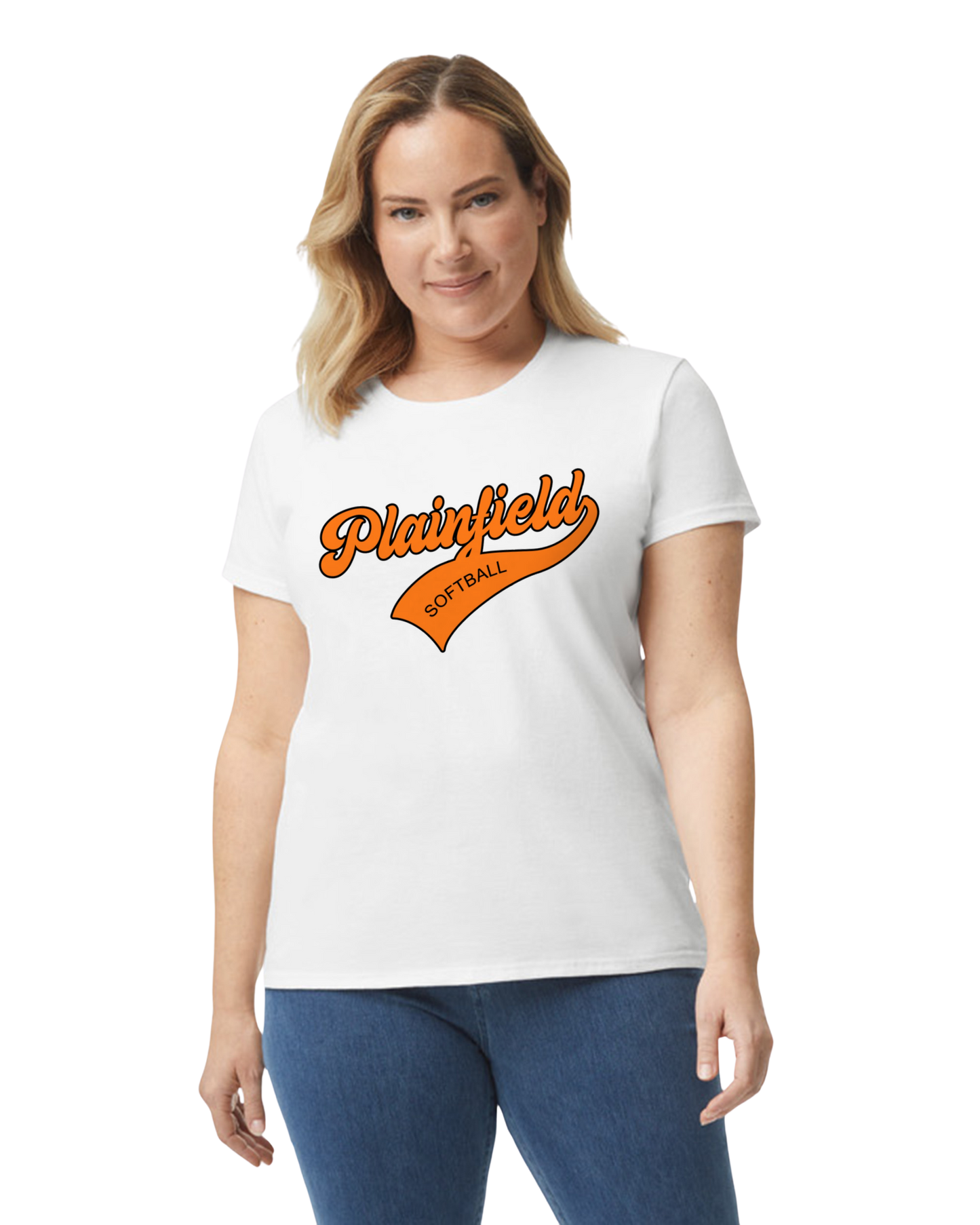 Plainfield Softball Cursive (no ball) Tshirt WOMENS sizes - Customize yours now!