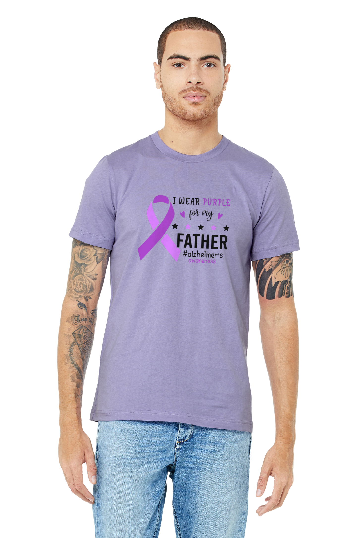 Alzheimer's I WEAR PURPLE FOR MY FATHER TShirt Bella+Canvas - Customize yours today!