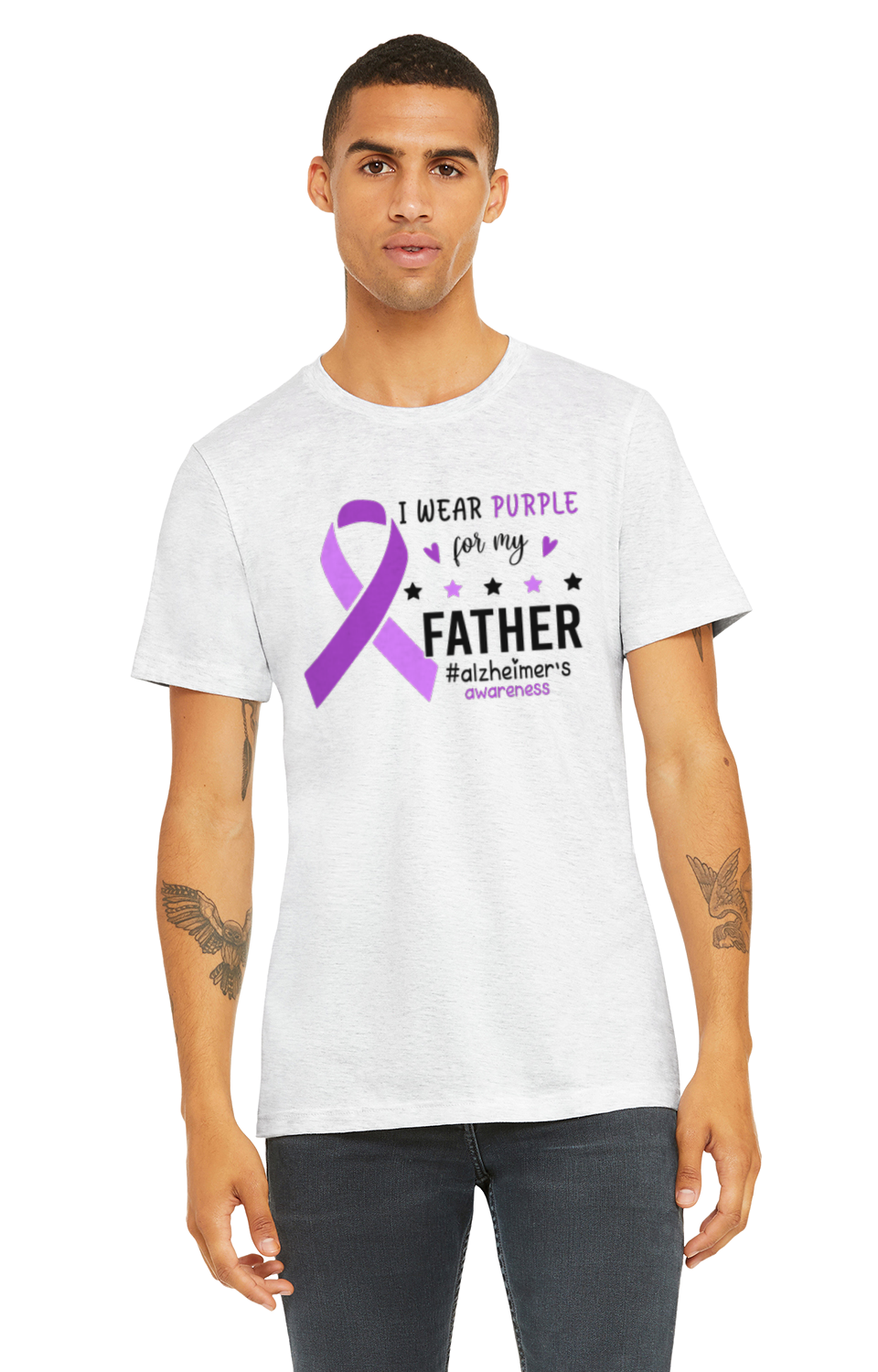 Alzheimer's I WEAR PURPLE FOR MY FATHER TShirt Bella+Canvas - Customize yours today!