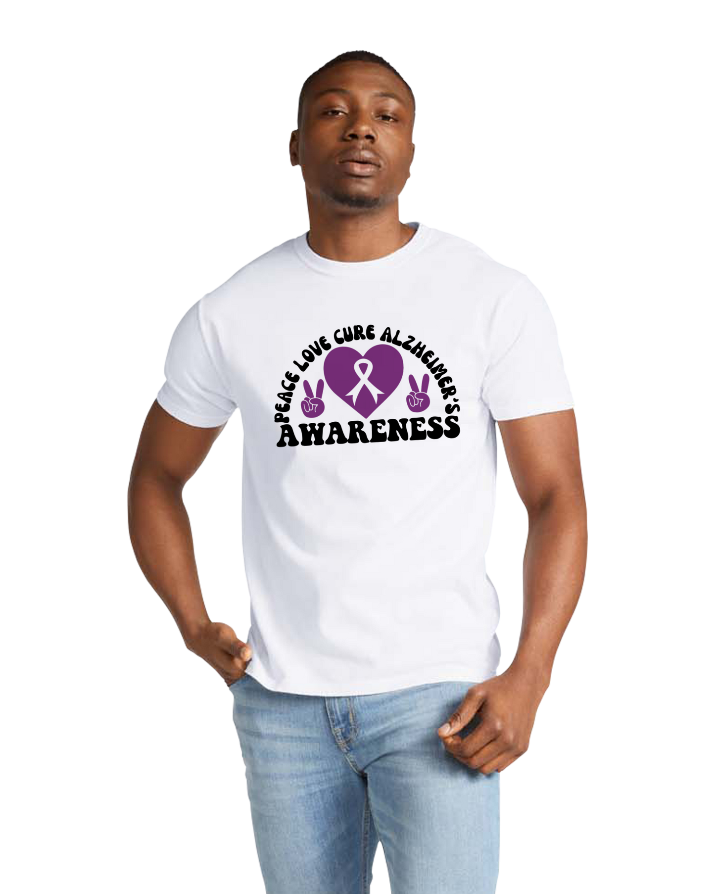 Alzheimer's PEACE LOVE CURE AWARENESS TShirt Bella+Canvas - Customize yours today!