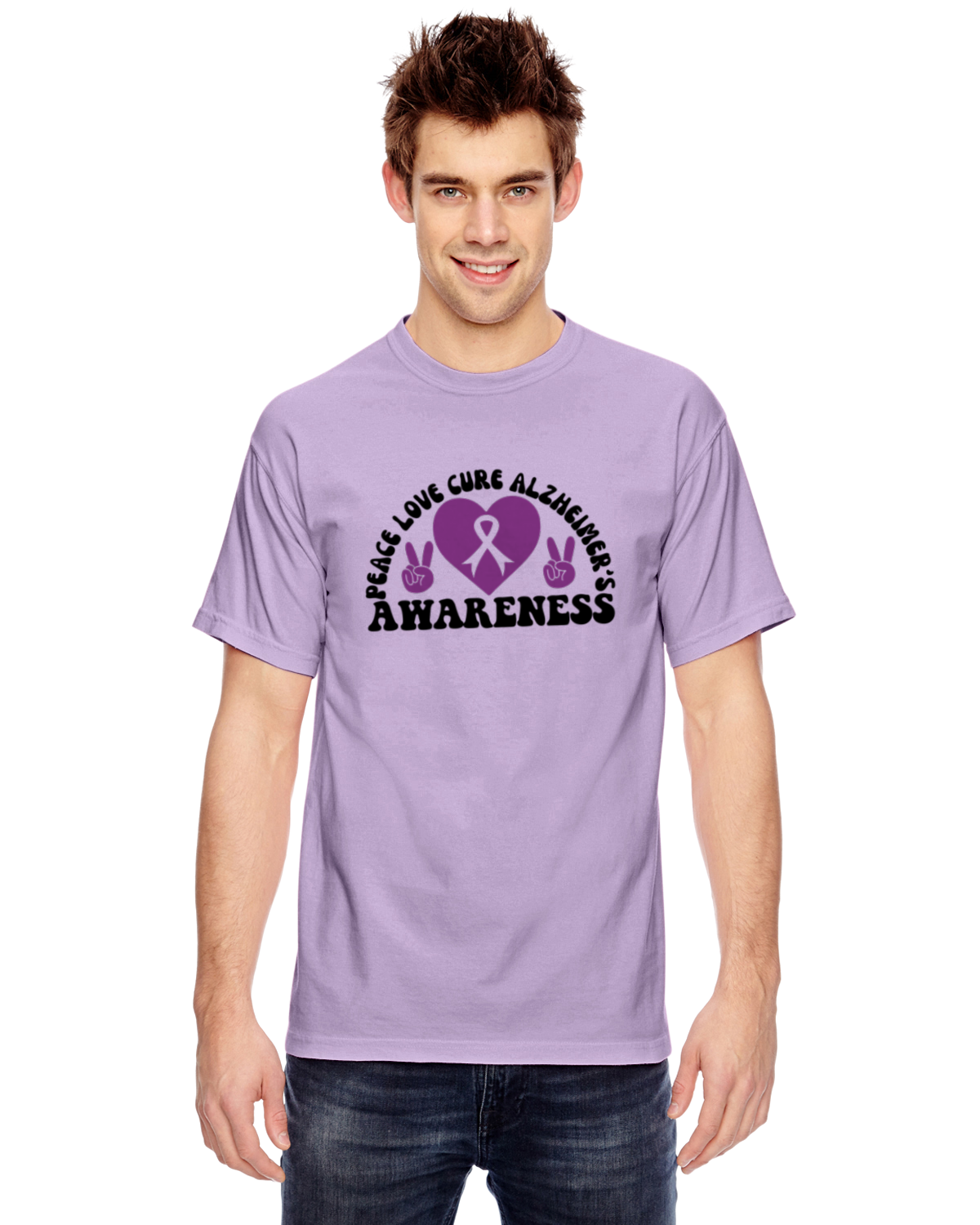 Alzheimer's PEACE LOVE CURE AWARENESS TShirt Bella+Canvas - Customize yours today!