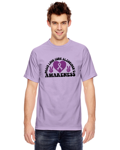 Alzheimer's PEACE LOVE CURE AWARENESS TShirt Bella+Canvas - Customize yours today!