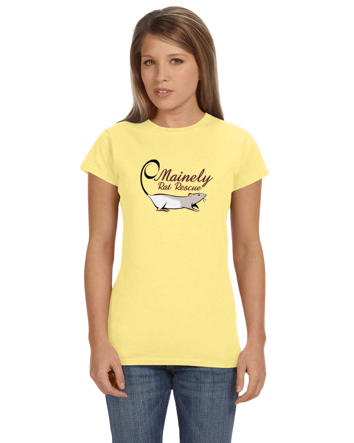 Mainely Rat Rescue Logo WOMENS FITTED CUT Softstyle Gildan Tshirt - Customize yours today!