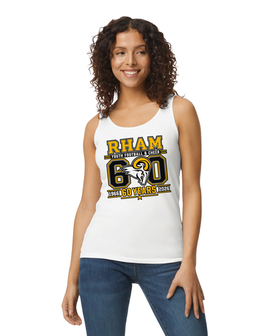 RYFC RHAM NEW 50th Anniversary Adult Gildan Softstyle Tank Top Mens/Womens Regular or Racerback