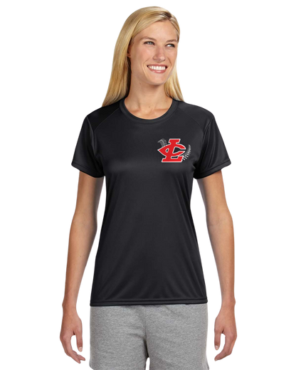 CLLL A4 Womens Cut Cooling Performance Short Sleeve T-Shirt BLACK