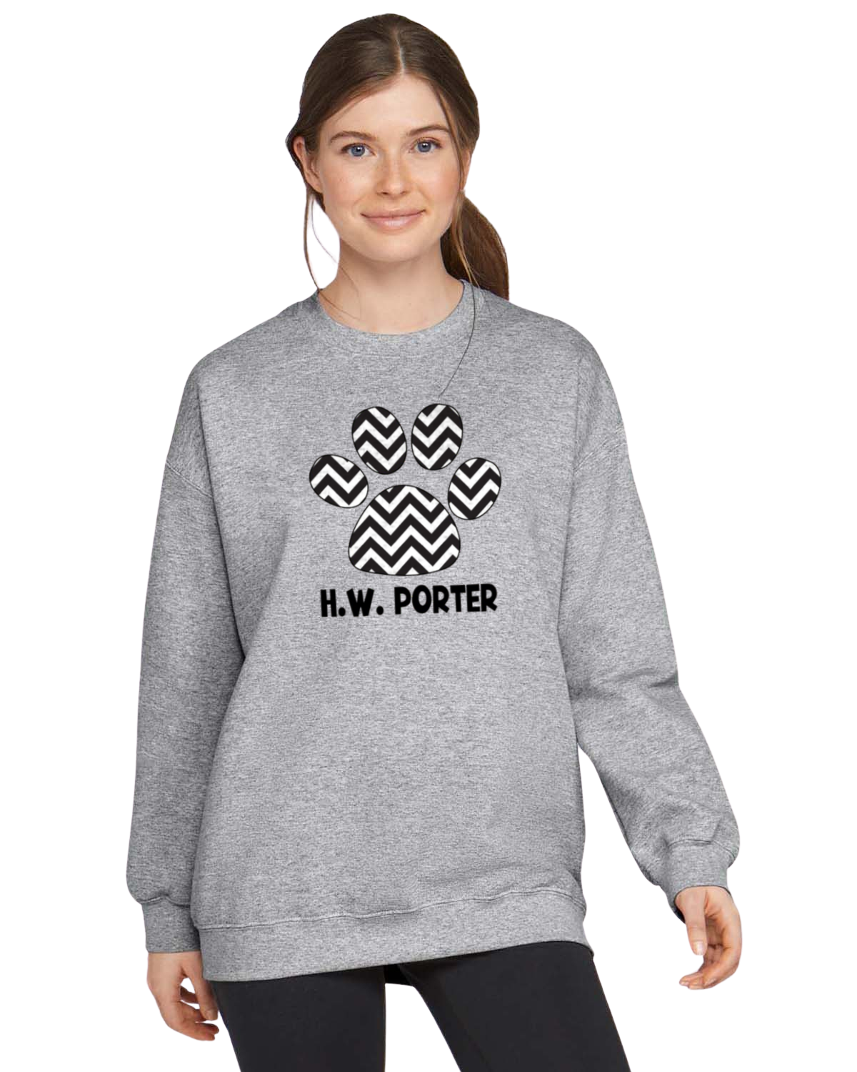 H.W. Porter Chevron Crew Neck Sweatshirt Youth to Adult Customizable