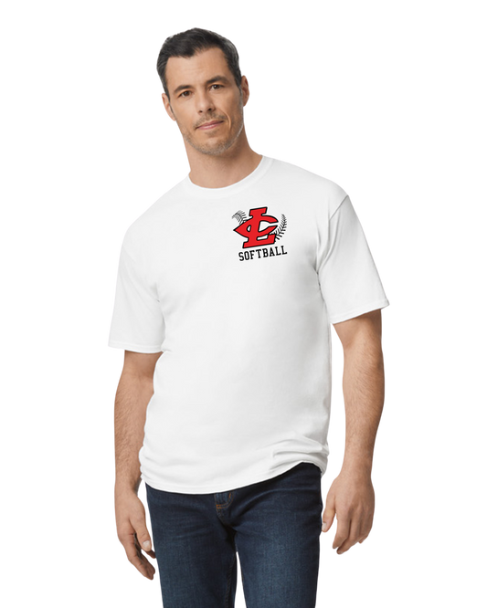 CLLL Softball unisex Tshirt TALL SIZES Gildan Ultra Cotton WHITE