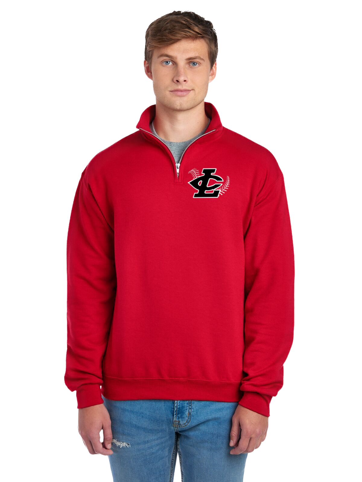 CLLL Adult Jerzees Quarter Zip Sweatshirt RED