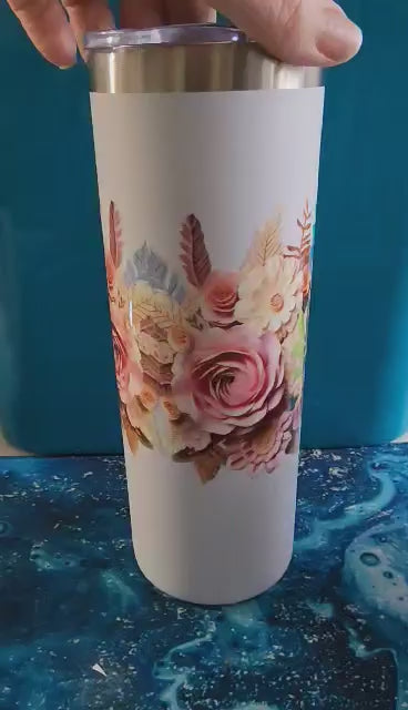20 Oz Skinny Tall Tumbler and metal Straw - Foxy