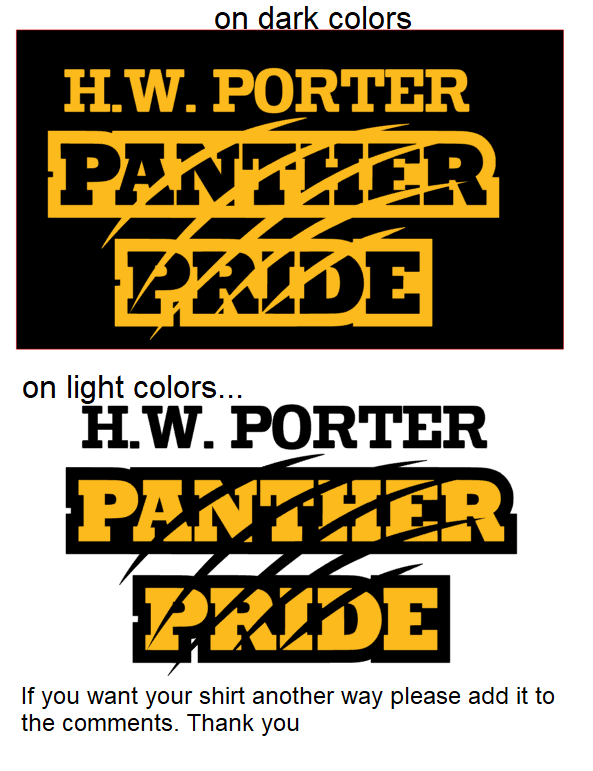 H.W. Porter Panther Scratch Youth to Adult Customizable