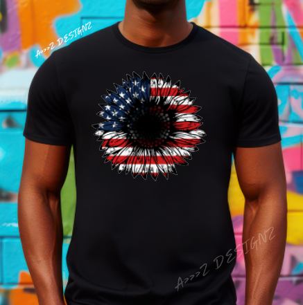 Sunflower Patriotic Adult Tshirt