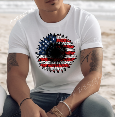 Sunflower Patriotic Adult Tshirt