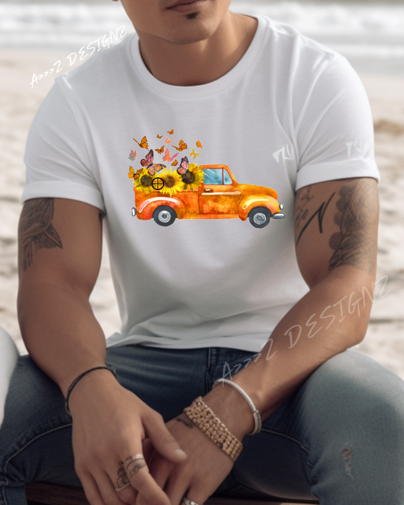 Sunflower Truck Adult Tshirt
