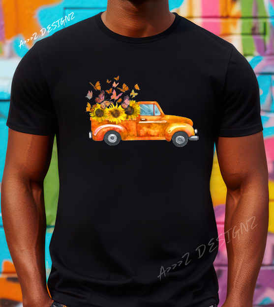 Sunflower Truck Adult Tshirt