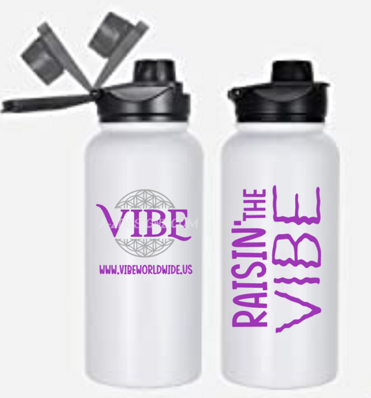 Raisin' the VIBE Insulated Epoxy Sealed 32 Oz Water Bottle with Straw Lid & Wide Mouth Lids
